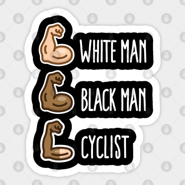 White man Black man Cyclist funny cycling biceps (light design Sticker by LaundryFactory